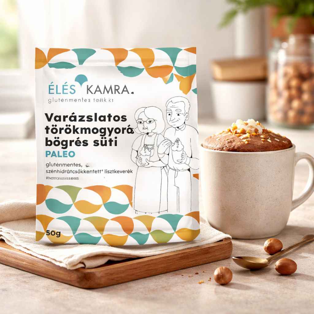 Amestec de făină pentru prăjitură în cană, cu alune de pădure, conținut redus de carbohidrați 50g, Éléskamra