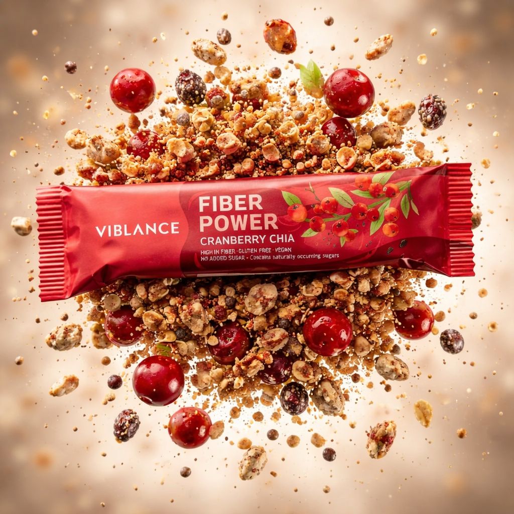 Fiber Power Bar – afine roșii & chia 40g, Viblance