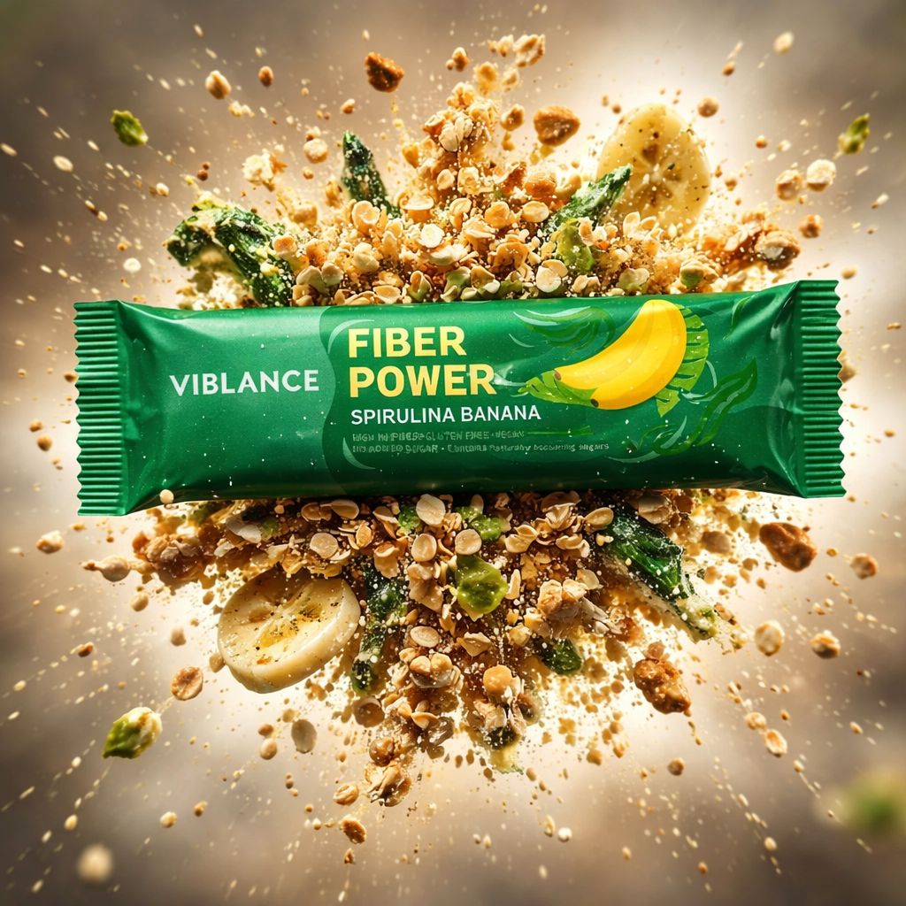 Fiber Power Bar – banană și spirulină. 40g Viblance