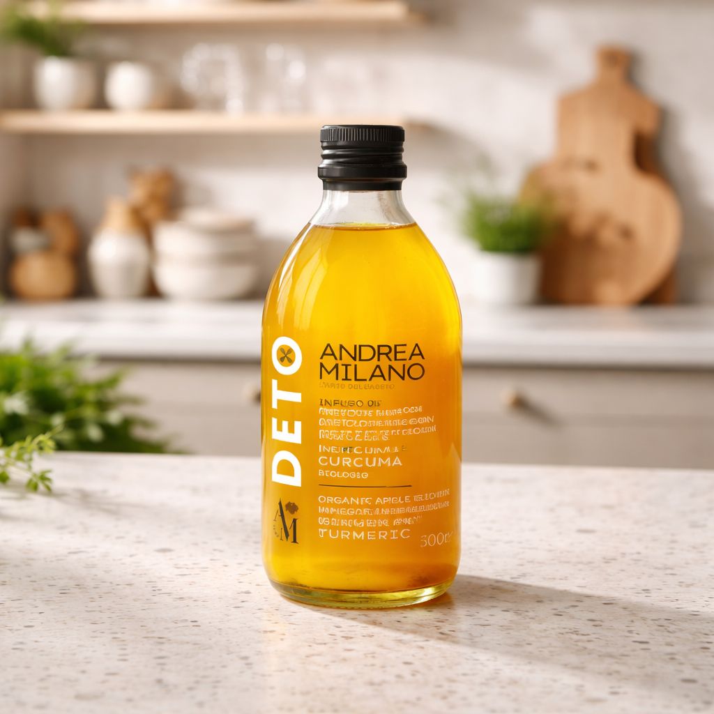 DETO BIO Oțet de mere nefiltrat cu turmeric și ghimbir 500ml, Andrea Milano