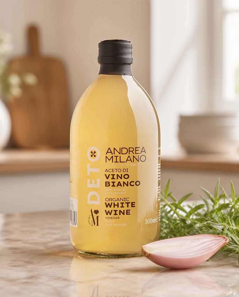 DETO BIO Oțet de Vin Alb Nefiltrat 500ml, Andrea Milano