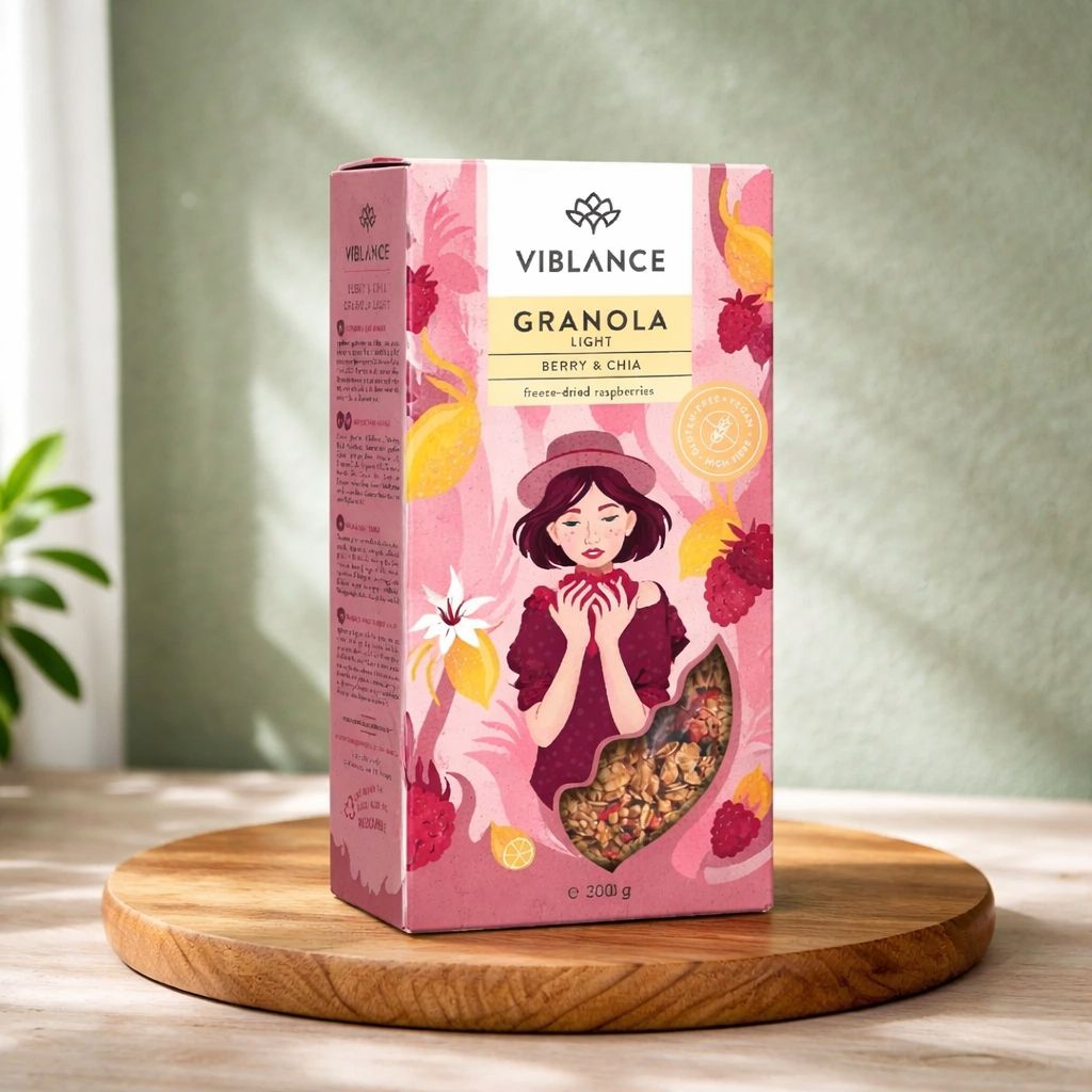 Granola Light Crocant Zmeură și Chia - Fără Gluten, 300g Viblance