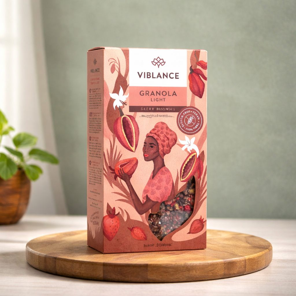 Berry Brownie Granola Light Crocant  - cu Căpșuni și Cacao, Fără Gluten, Viblance 300g